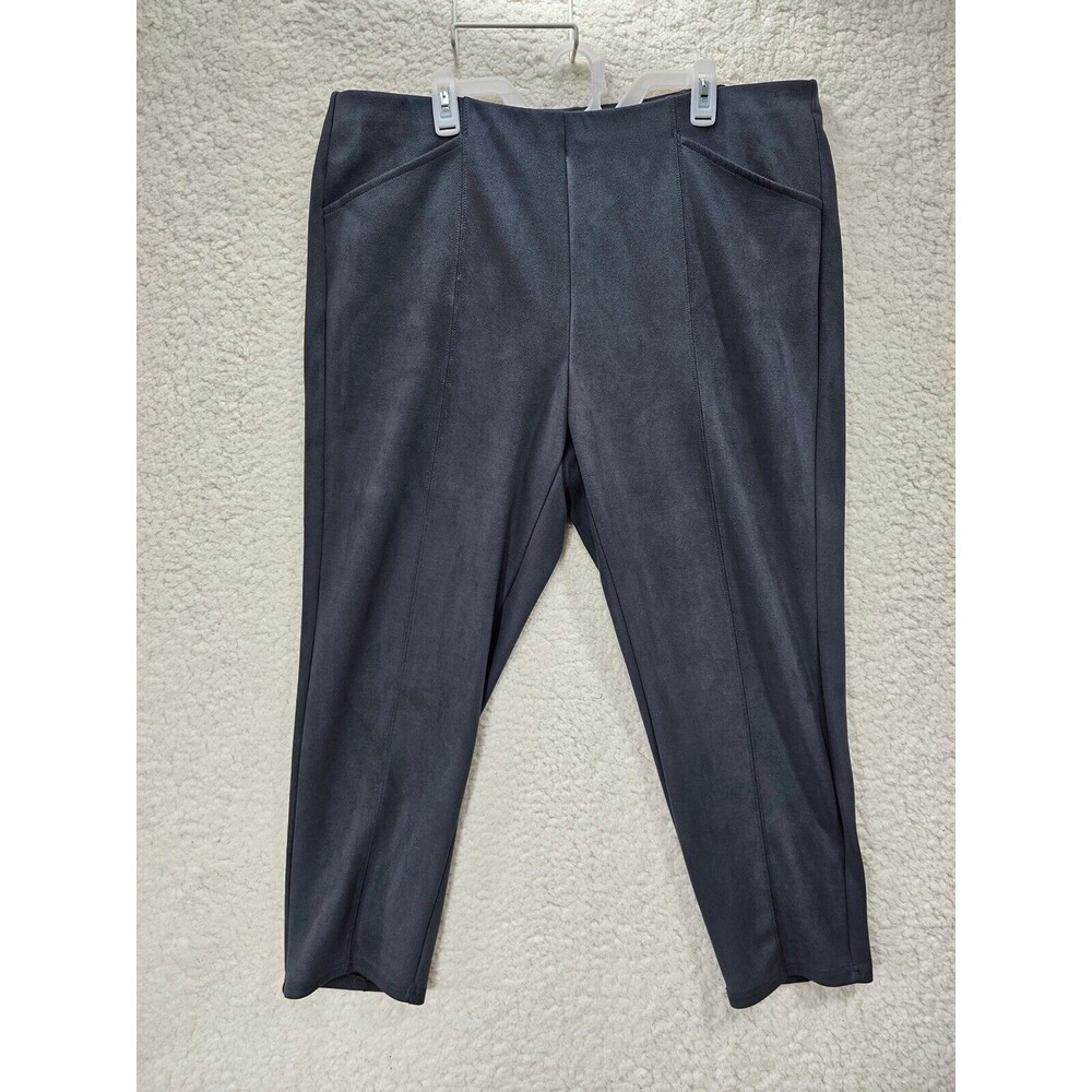 Allison Daley Plus Charcoal Luxe Suede Straight Leg Pull-On Pants Women Size 2X